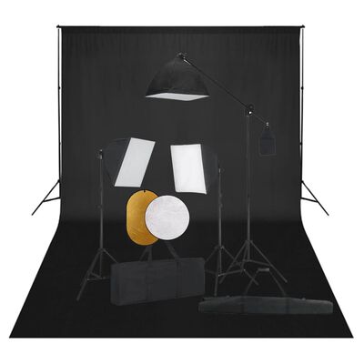 vidaXL Κιτ Φωτογραφικού Στούντιο Softbox με Φώτα, Φόντο & Ανακλαστήρα