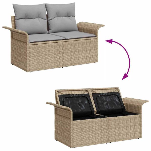 vidaXL Σετ Καναπέ Κήπου με μαξιλάρι 5 pcs Μπεζ Πολυ ράταν