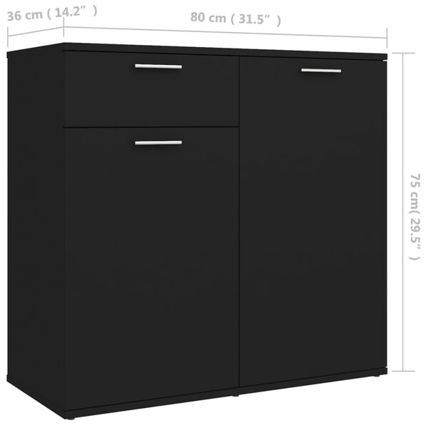 vidaXL Ντουλάπι με Συρτάρι Μεύρο 80 x 36 x 75 εκ. από Επεξ. Ξύλο
