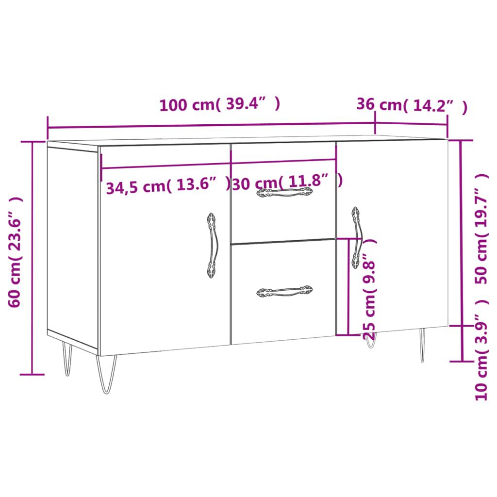 vidaXL Ντουλάπι Μαύρο 100x36x60 εκ. από Επεξεργασμένο Ξύλο