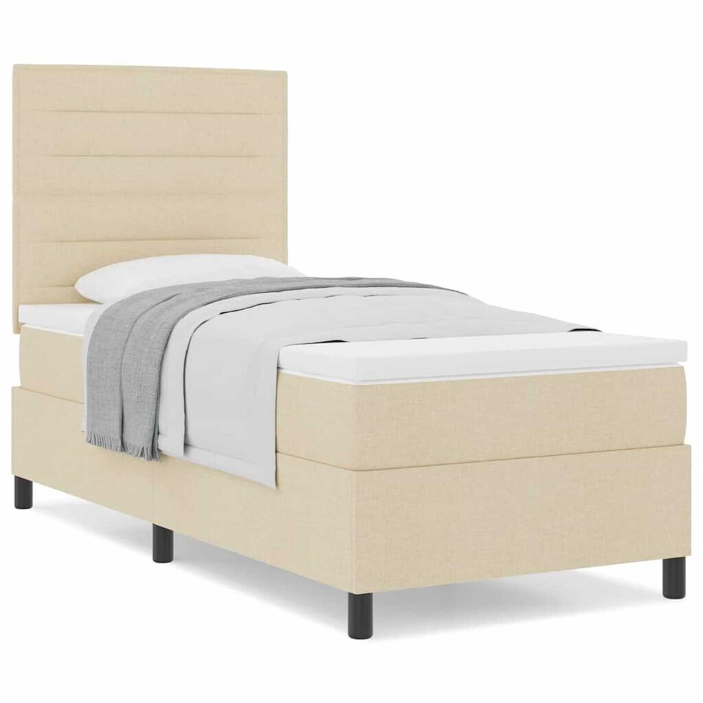 vidaXL Κρεβάτι με ελατήρια με στρώμα Κρεμ 100 x 200 cm ύφασμα