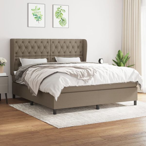 vidaXL &Kappa;&rho;&epsilon;&beta;ά&tau;&iota; Boxspring &mu;&epsilon; &Sigma;&tau;&rho;ώ&mu;&alpha; Taupe 160x200 &epsilon;&kappa;. &Upsilon;&phi;&alpha;&sigma;&mu;ά&tau;&iota;&nu;&omicron;