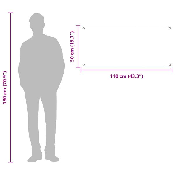 vidaXL Πλακάκι Κουζίνας Μαύρο 110x50x0,6 εκ Γυαλί Σαπουνοειδές