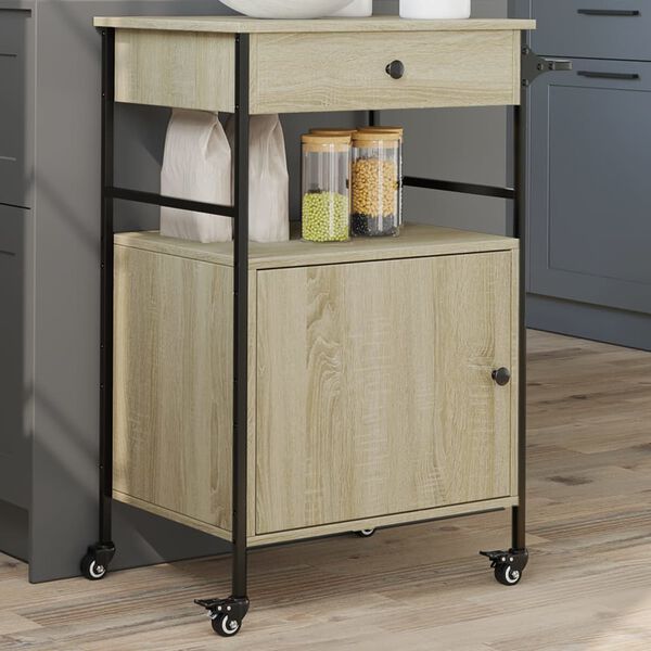 vidaXL Τρόλεϊ Κουζίνας Sonoma Δρυς 56x43x89,5 εκ. Επεξεργασμένο Ξύλο