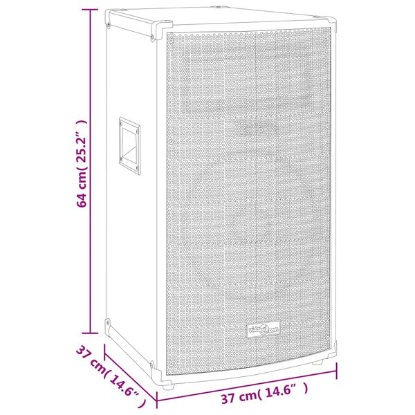 vidaXL Ηχείο Επαγγελματικό Παθητικό Hifi Μαύρο 1000 W 37 x 37 x 64 εκ.