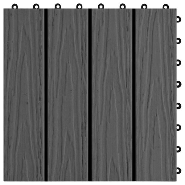vidaXL Πλακάκια Deck 11 τεμ. Ανάγλυφα Μαύρα 30x30 εκ. 1 μ² WPC