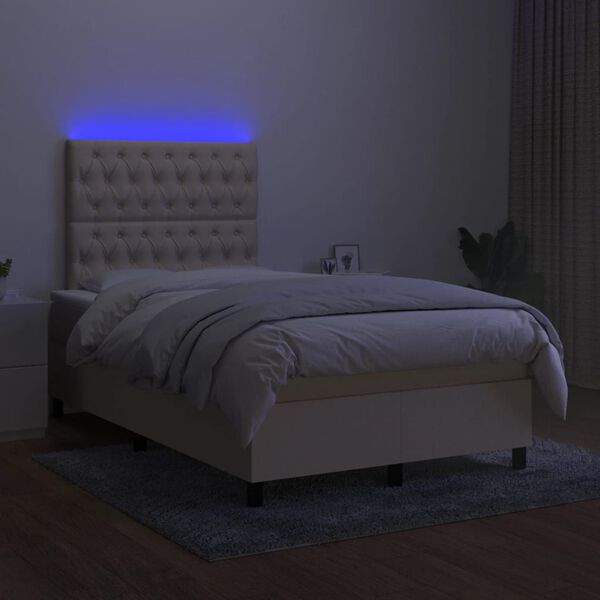 vidaXL &Kappa;&rho;&epsilon;&beta;ά&tau;&iota; Boxspring &mu;&epsilon; &Sigma;&tau;&rho;ώ&mu;&alpha; & LED &Kappa;&rho;&epsilon;&mu; 120x190 &epsilon;&kappa;. &Upsilon;&phi;&alpha;&sigma;&mu;ά&tau;&iota;&nu;&omicron;
