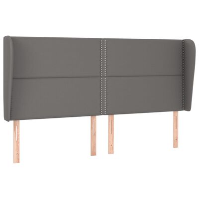 vidaXL Κεφαλάρι με Πτερύγια Γκρι 183x23x118/128 εκ.Συνθετικό Δέρμα