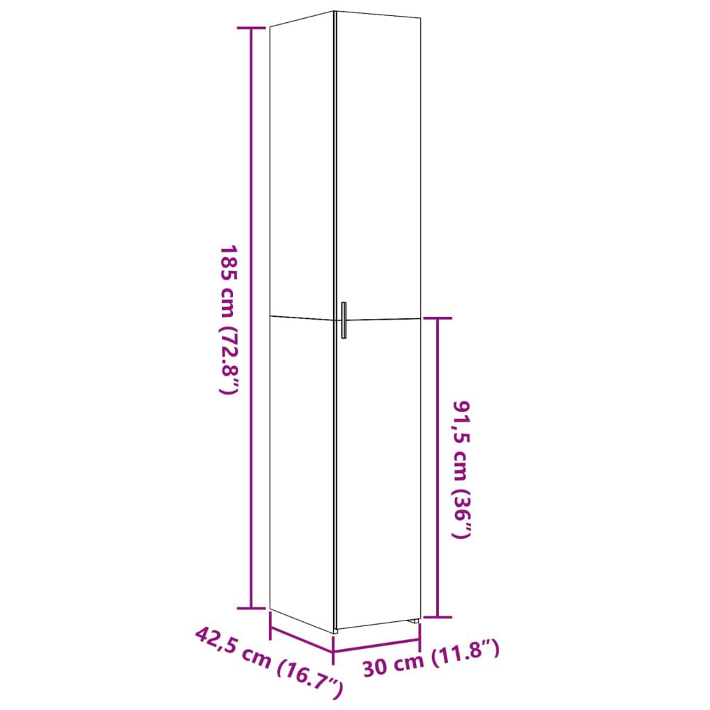 vidaXL Ντουλάπι Γκρι Σκυροδέματος 30x42,5x185 εκ. Επεξεργασμένο Ξύλο