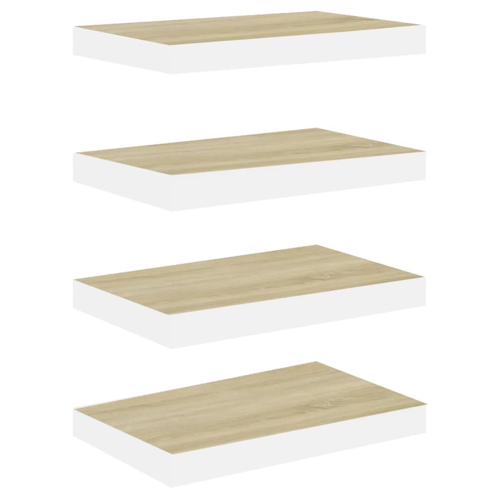 vidaXL Ράφια Τοίχου 4 τεμ. Δρυς/Άσπρο 40x23x3,8 εκ. MDF