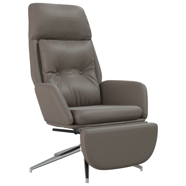 vidaXL Πολυθρόνα Relax Γκρι από Γνήσιο & Συνθετικό Δέρμα με Σκαμπό
