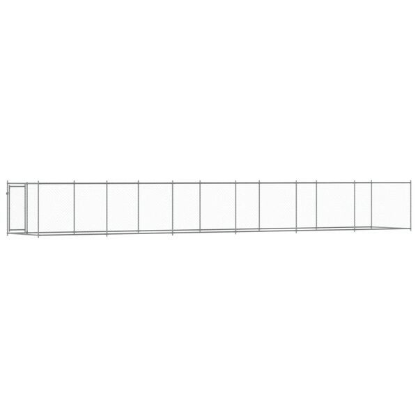 vidaXL Κλουβί Σκύλου με Πόρτα Γκρι 12x2x1,5 μ. Γαλβανισμένος Χάλυβας