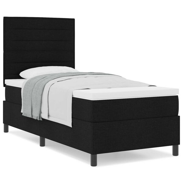 vidaXL Κρεβάτι με ελατήρια με στρώμα Μαύρο 100 x 200 cm ύφασμα