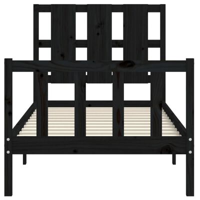 vidaXL Πλαίσιο Κρεβατιού με Κεφαλάρι Μαύρο 100x200 εκ. Μασίφ Ξύλο