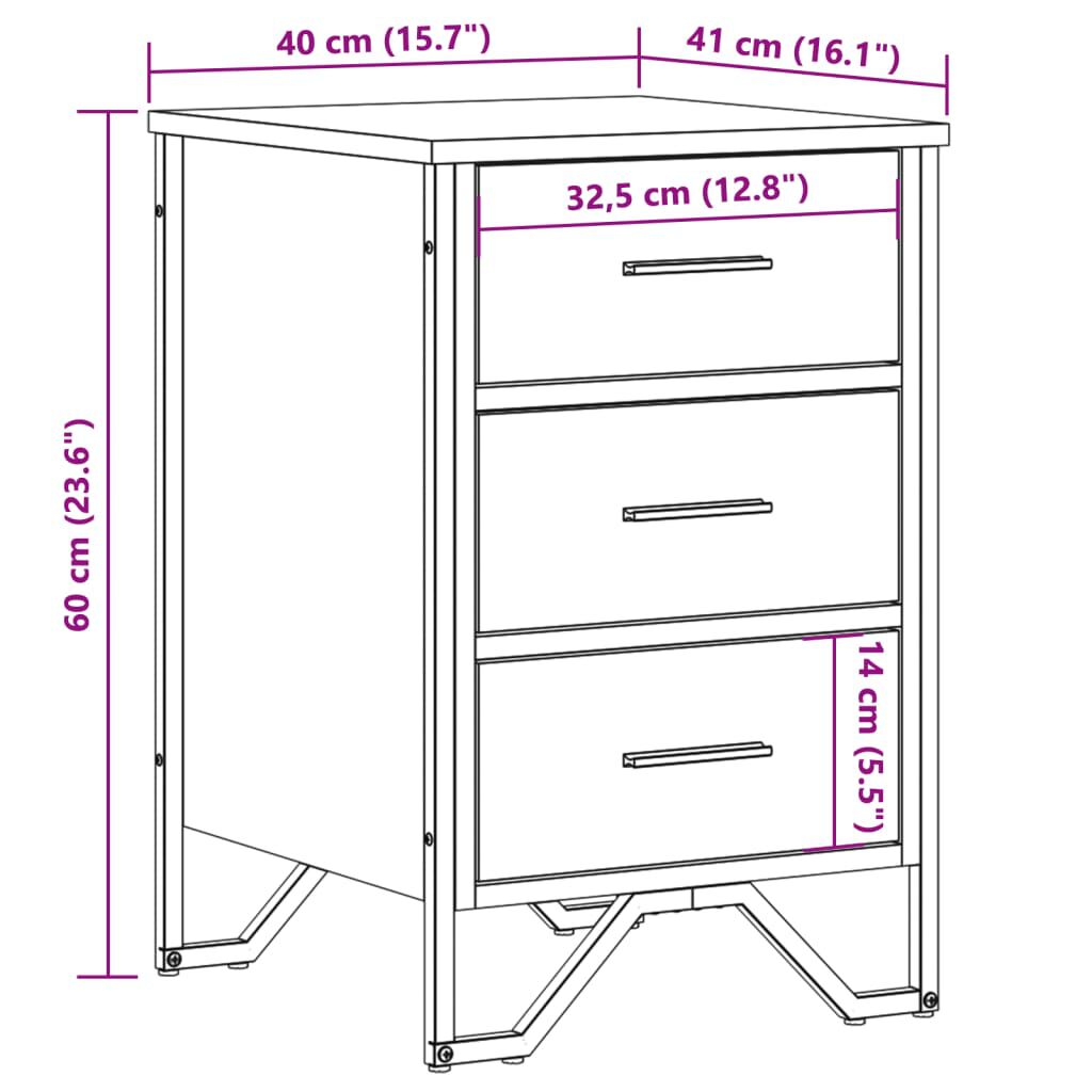 vidaXL Κομοδίνο Sonoma Δρυς 40x41x60 εκ. από Επεξεργασμένο Ξύλο