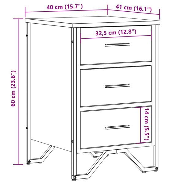 vidaXL Κομοδίνο Sonoma Δρυς 40x41x60 εκ. από Επεξεργασμένο Ξύλο