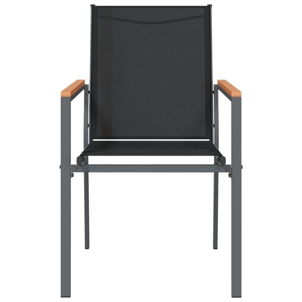 vidaXL Καρέκλες Κήπου 4 τεμ. Μαύρες 55x61,5x90 εκ από Textilene/Ατσάλι