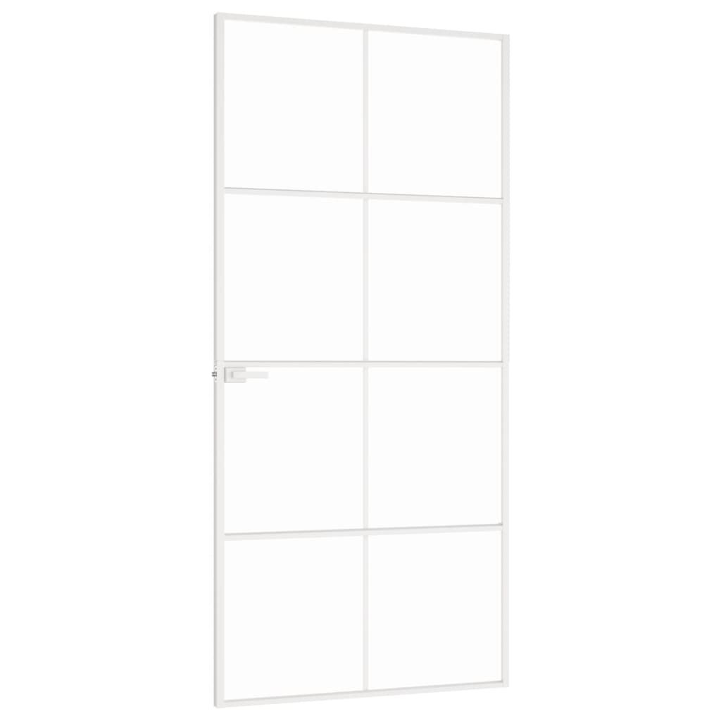 vidaXL Εσωτερική Πόρτα Λευκή 93x201,5 εκ. Ψημένο Γυαλί&Λεπτό Αλουμίνιο