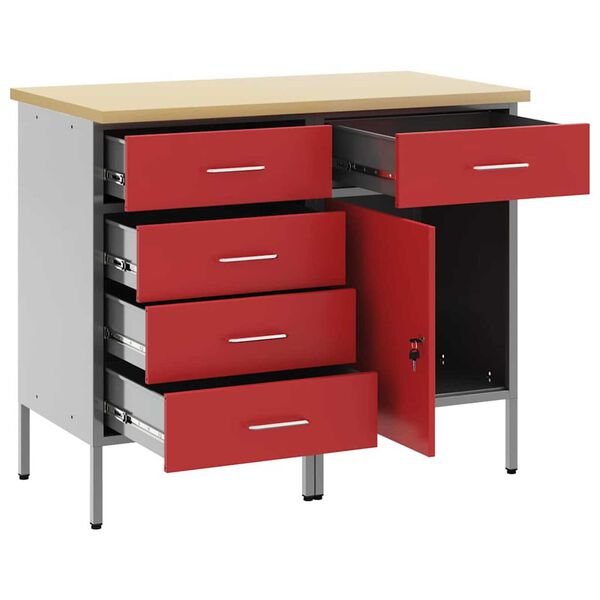 vidaXL Ντουλάπα Εργασίας 2 pcs Κόκκινο και Γκρίζο 100 x 55 x 85 εκ.