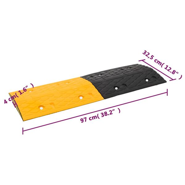 vidaXL Σαμαράκια Δρόμου 4 Τεμ. Κίτρινα & Μαύρα 97x32,5x4 εκ. Καουτσούκ