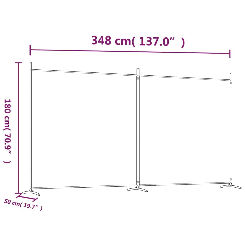 vidaXL Διαχωριστικό Δωματίου με 2 Πάνελ Μαύρο 348x180 εκ. από Ύφασμα