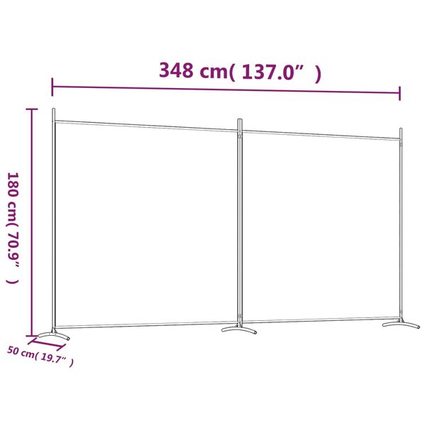 vidaXL Διαχωριστικό Δωματίου με 2 Πάνελ Μαύρο 348x180 εκ. από Ύφασμα