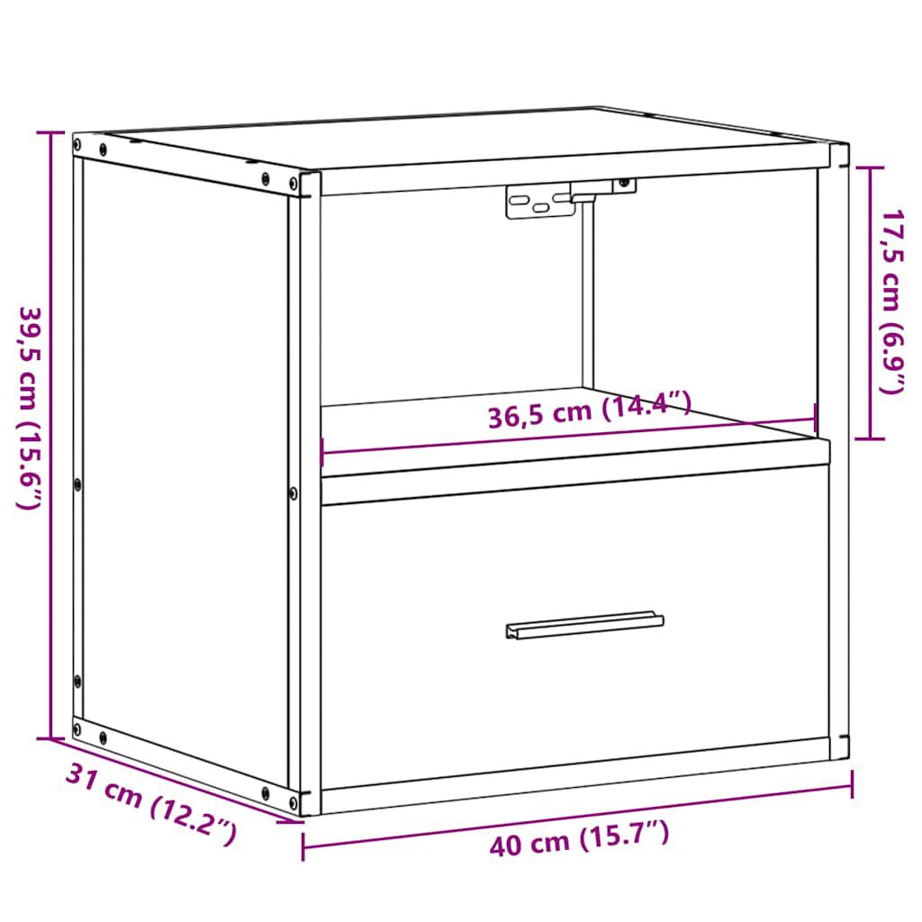vidaXL Επίτοιχα κομοδίνα 2 τεμάχια Sonoma Oak 40x31x39,5 cm