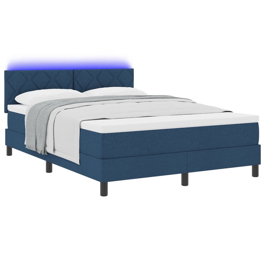 vidaXL Κρεβάτι με Βαθμίδα & LED Μπλε 140x190 εκ. Ύφασμα