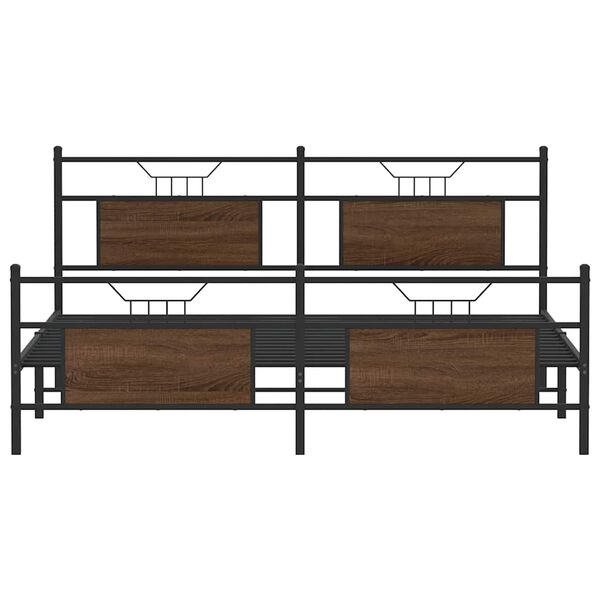 vidaXL Σκελετός Κρεβ. Χωρίς Στρώμα Καφέ Δρυς 180x200 εκ. Μεταλλικό