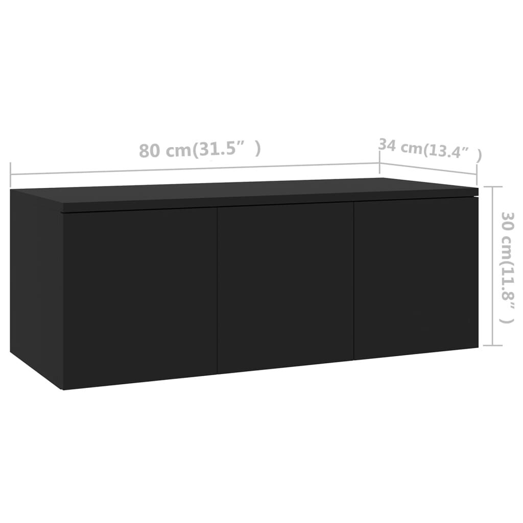 vidaXL Έπιπλο Τηλεόρασης Μαύρο 80 x 34 x 30 εκ. από Επεξ. Ξύλο