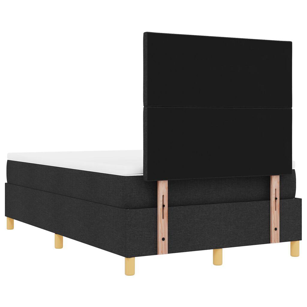 vidaXL Κρεβάτι Box Spring με Στρώμα & Πάγκο Μαύρο 120x190 εκ Ύφασμα