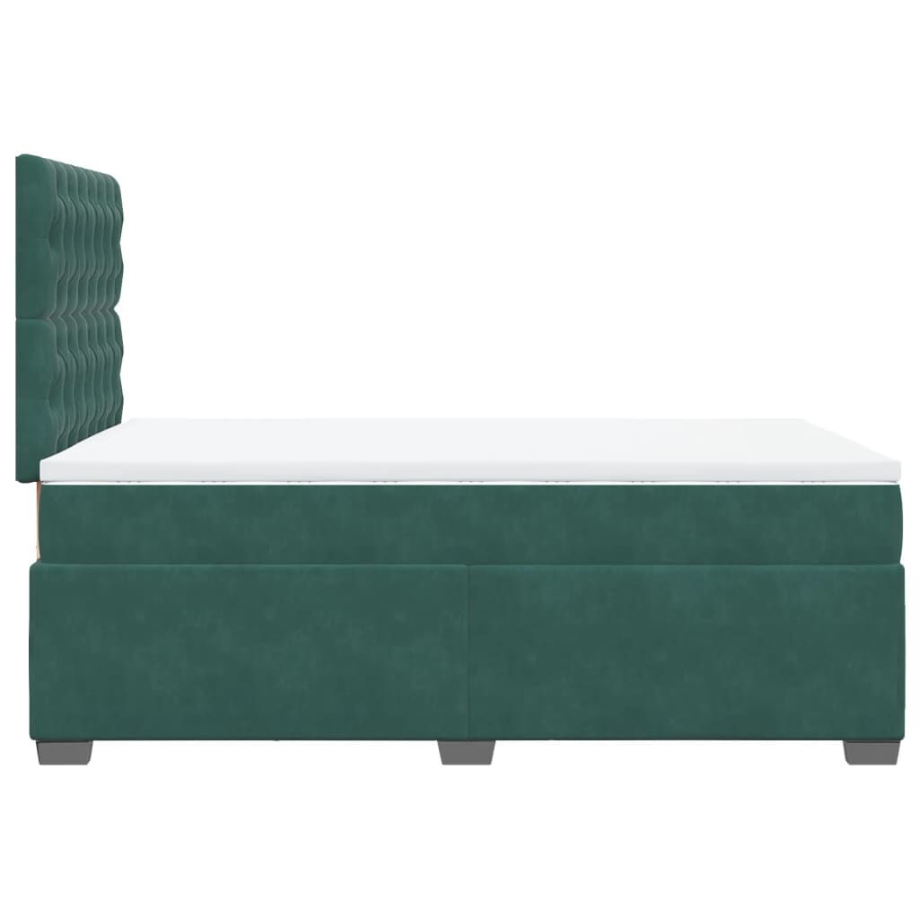 vidaXL Κρεβάτι Boxspring με Στρώμα Σκούρο Πράσινο 120x200εκ. Βελούδινο