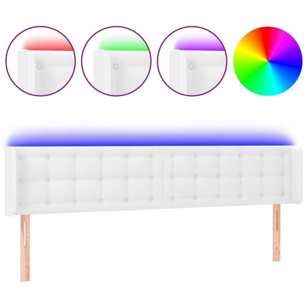 vidaXL Κεφαλάρι Κρεβατιού LED Λευκό 183x16x78/88 εκ. Συνθετ. Δέρμα