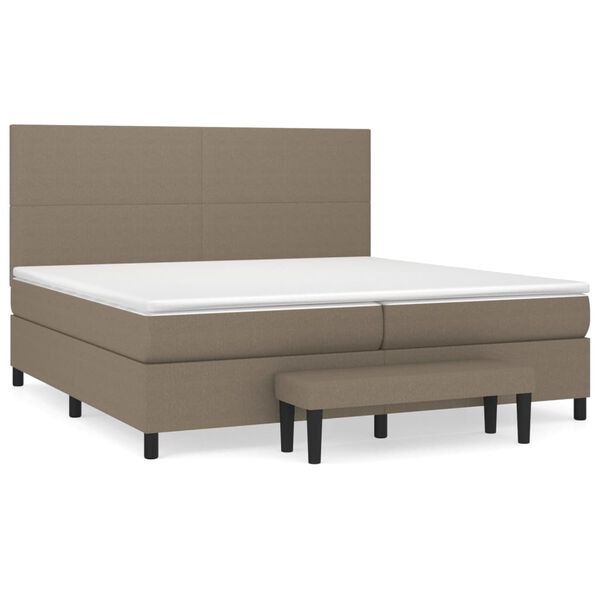 vidaXL &Kappa;&rho;&epsilon;&beta;ά&tau;&iota; Boxspring &mu;&epsilon; &Sigma;&tau;&rho;ώ&mu;&alpha; Taupe 200x200 &epsilon;&kappa;. &Upsilon;&phi;&alpha;&sigma;&mu;ά&tau;&iota;&nu;&omicron;