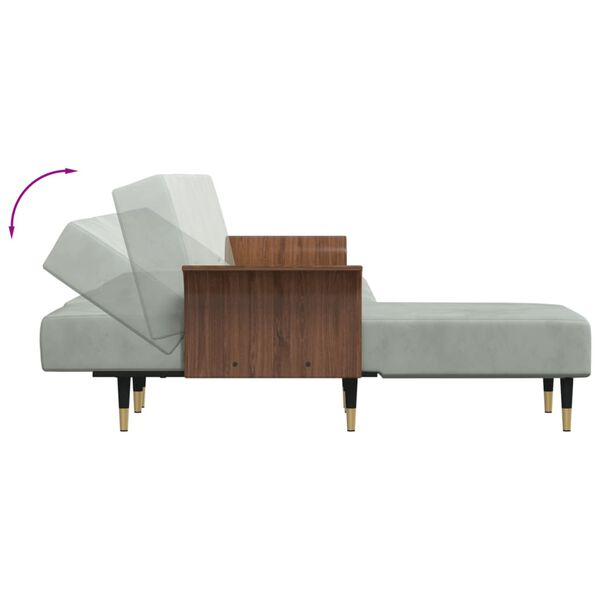 vidaXL Καναπές Κρεβάτι Γωνιακός Αν. Γκρι 279 x 140 x 70 εκ. Βελούδινος