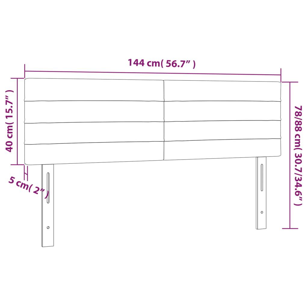 vidaXL Κεφαλάρι Κρεβατιού LED Μαύρο 144x5x78/88 εκ. Βελούδινο