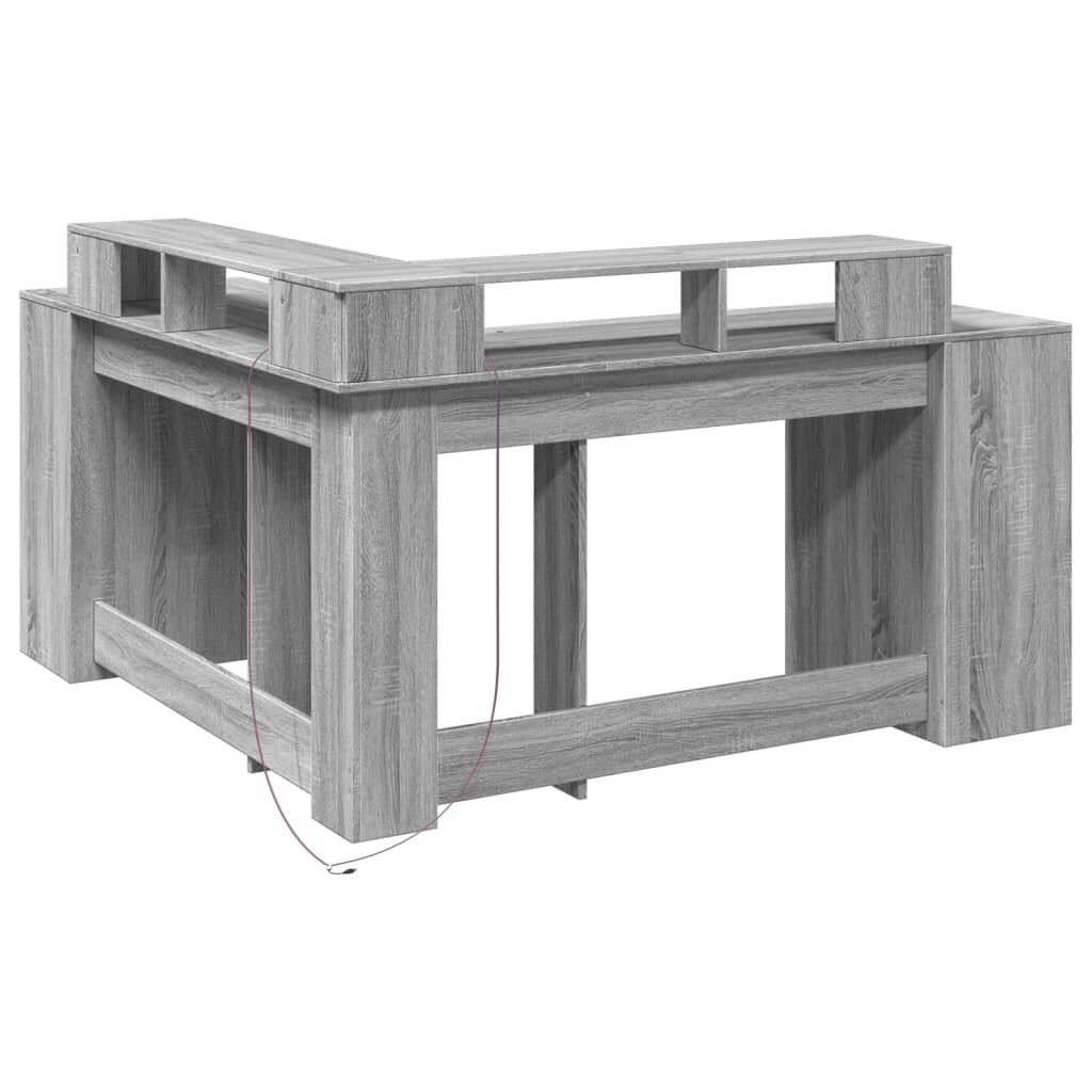 vidaXL Γραφείο με LED Γκρι Sonoma 152x152x91 εκ. Επεξεργ. Ξύλο