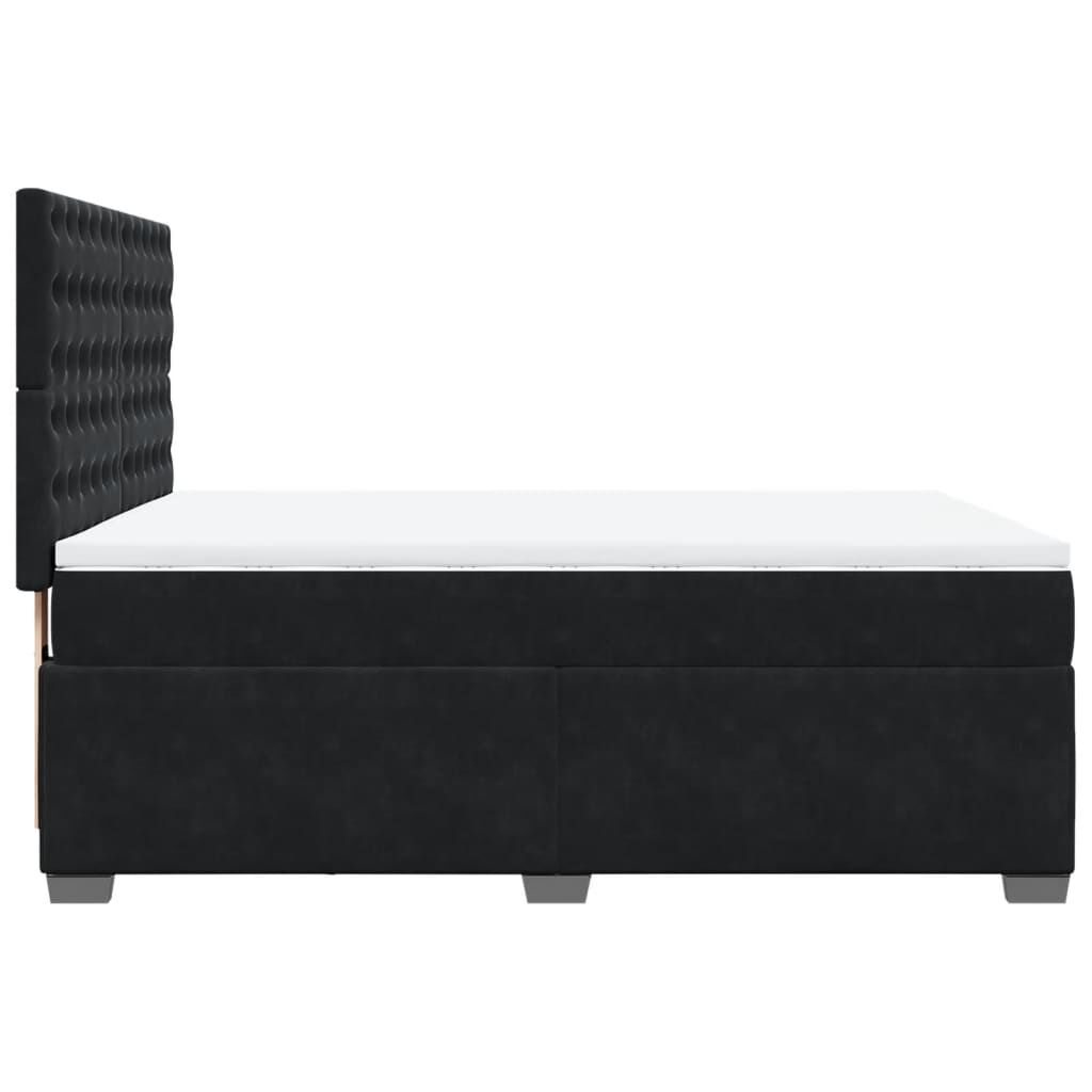 vidaXL Κρεβάτι Boxspring με Στρώμα Μαύρο 140x190 εκ. Βελούδινο