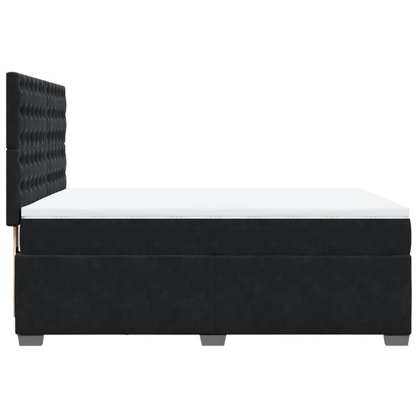 vidaXL Κρεβάτι Boxspring με Στρώμα Μαύρο 140x190 εκ. Βελούδινο