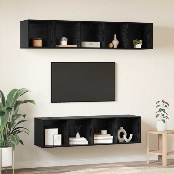 vidaXL Σετ επίπλου τηλεόρασης 4 pcs Μαύρη δρυς 37 x 37 x 142.5 εκ