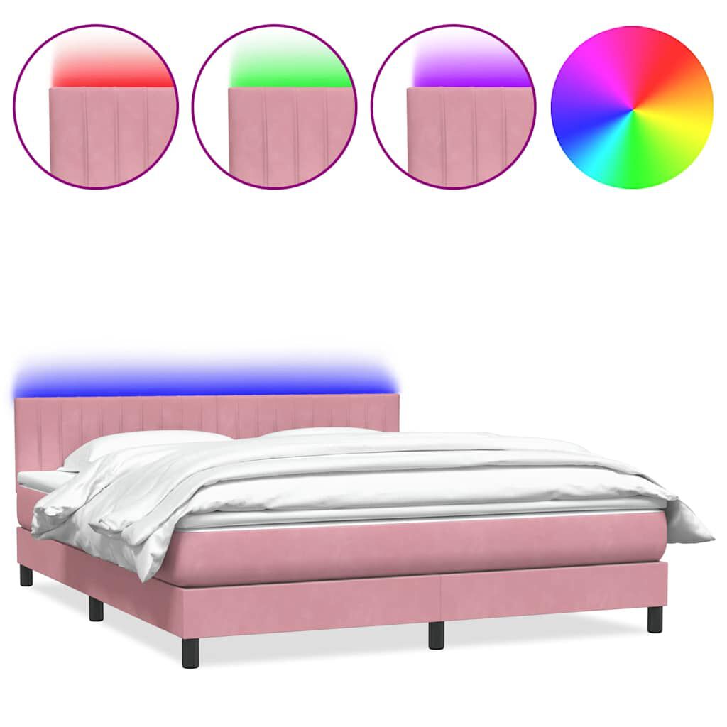 vidaXL Box Spring κρεβάτι με στρώμα ροζ 180x220 cm Βελούδινο