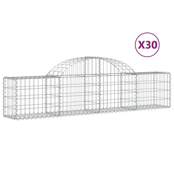 vidaXL Συρματοκιβώτια Τοξωτά 30 τεμ. 200x30x40/60 εκ. Γαλβαν. Ατσάλι