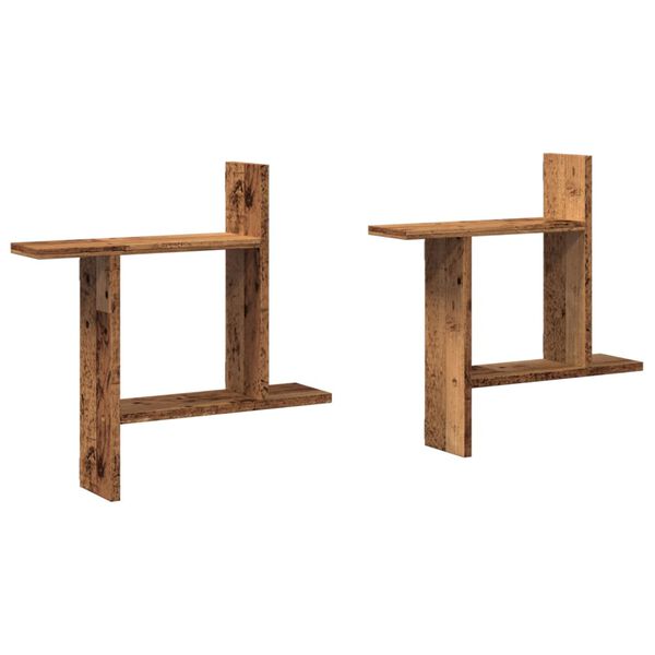 vidaXL Ραφιέρες Τοίχου 2 τεμ. Όψη Παλαιού Ξύλου 50x12x50εκ. Επεξ. Ξύλο