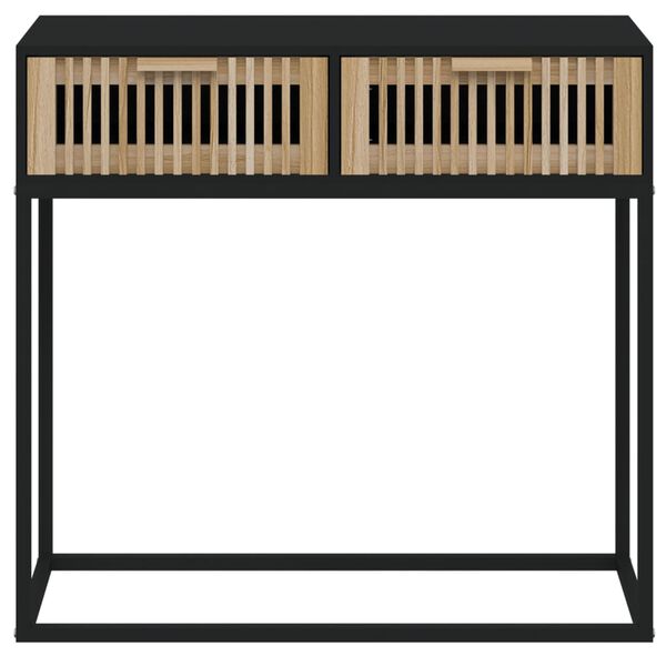 vidaXL Τραπέζι Κονσόλα Μαύρο 80x30x75 εκ. Επεξεργασμένο Ξύλο / Σίδηρος