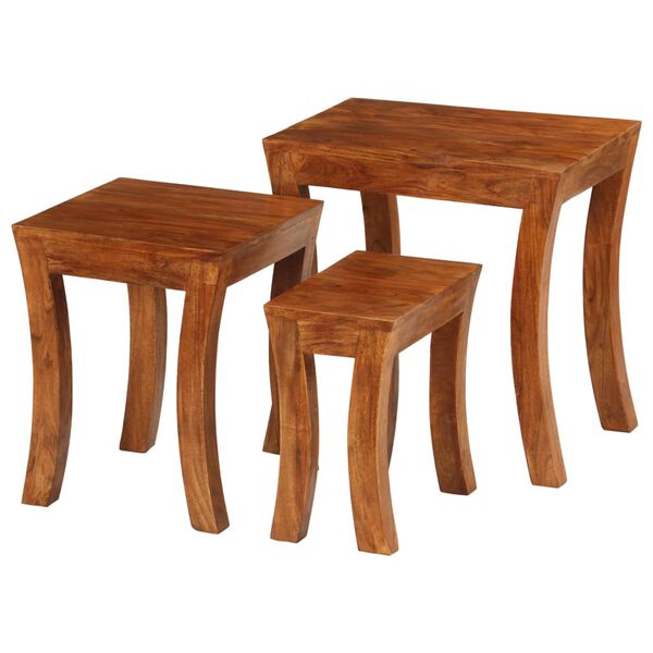 vidaXL Τραπεζάκια Ζιγκόν 3 τεμ. Καφέ 50x35x50 εκ. Μασίφ Ξύλο Ακακίας