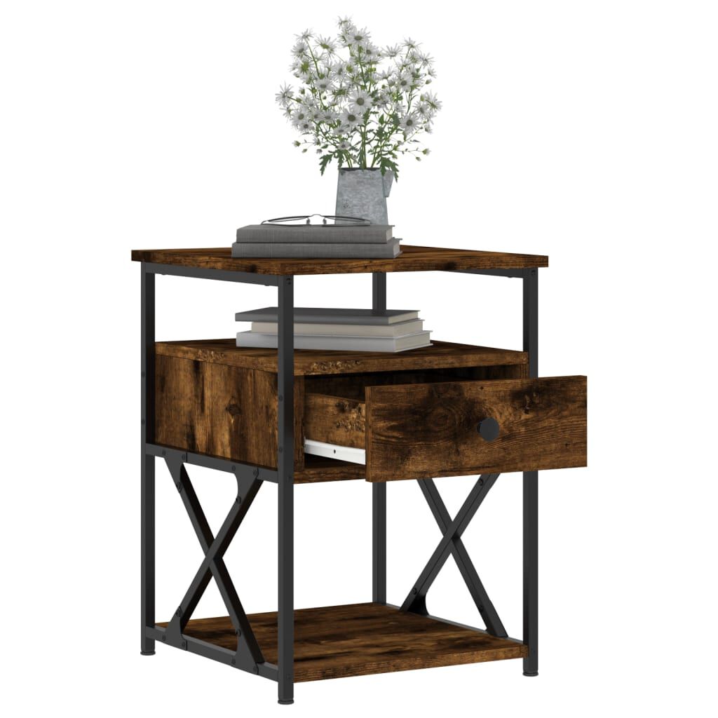 vidaXL Κομοδίνα 2 τεμ. Καπνιστή Δρυς 40x42x55 εκ. Επεξεργασμένο Ξύλο