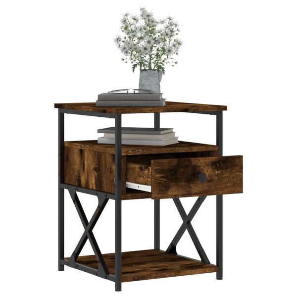 vidaXL Κομοδίνα 2 τεμ. Καπνιστή Δρυς 40x42x55 εκ. Επεξεργασμένο Ξύλο