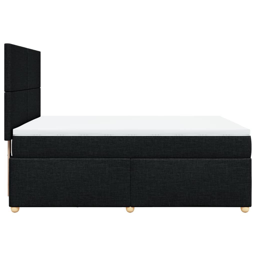 vidaXL Κρεβάτι Boxspring με Στρώμα Μαύρο 140x190 εκ. Υφασμάτινο