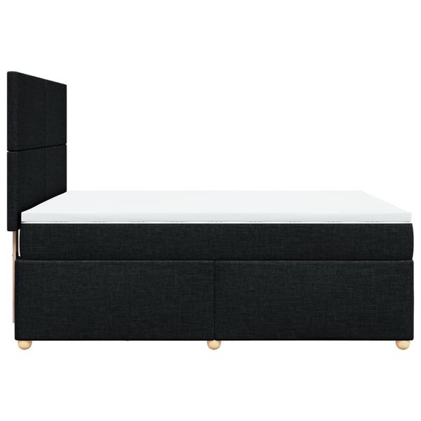 vidaXL Κρεβάτι Boxspring με Στρώμα Μαύρο 140x190 εκ. Υφασμάτινο