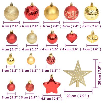 vidaXL Σετ Μπάλες Χριστουγεννιάτικες 70 τεμ. Χρυσές και Κόκκινες